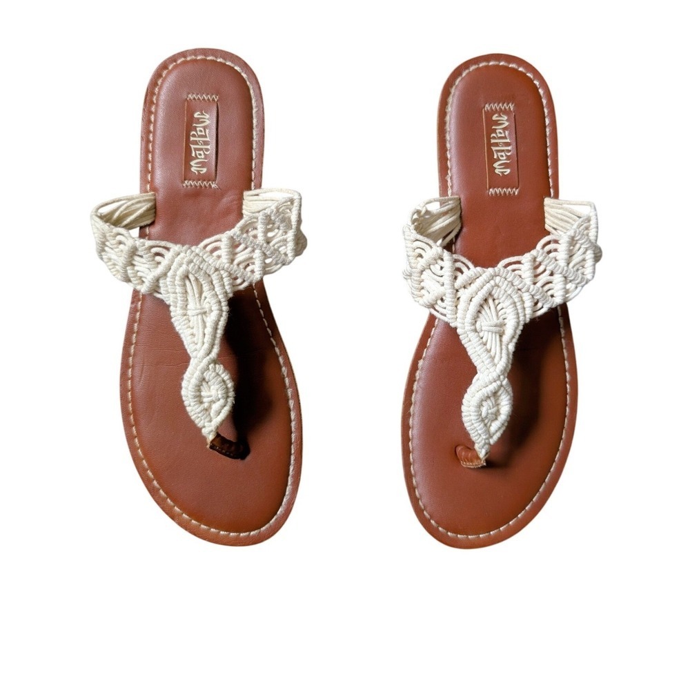 Boho Chic Earthy Whimsy White Woven Crochet Thong Sandals
